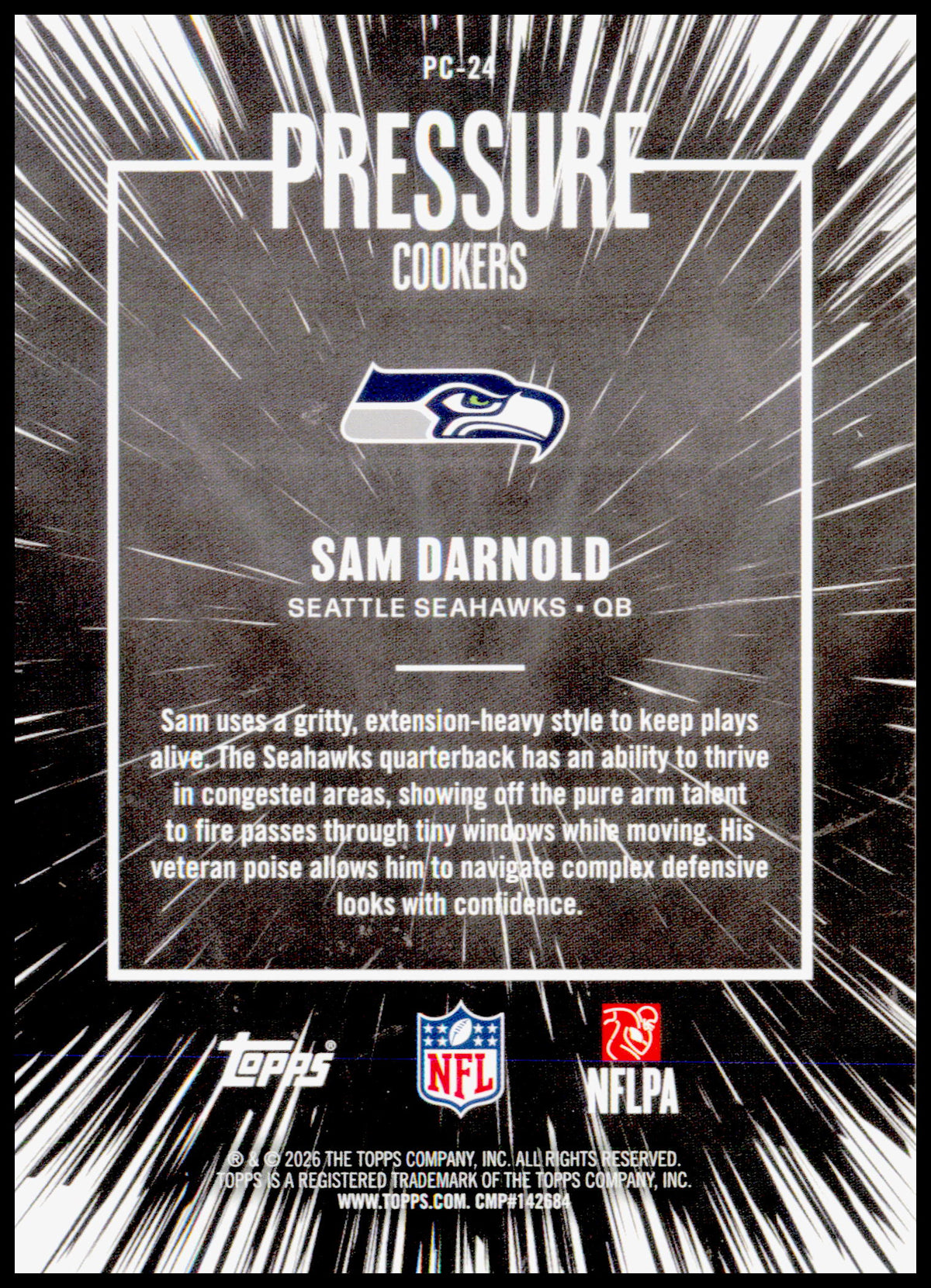 2026 Topps Flagship Sam Darnold Card Pressure Cookers Seattle Seahawks