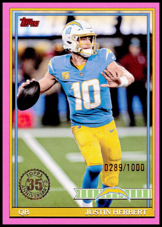 2026 Topps Flagship Justin Herbert Card 1991 Topps Football 35th Anniversary