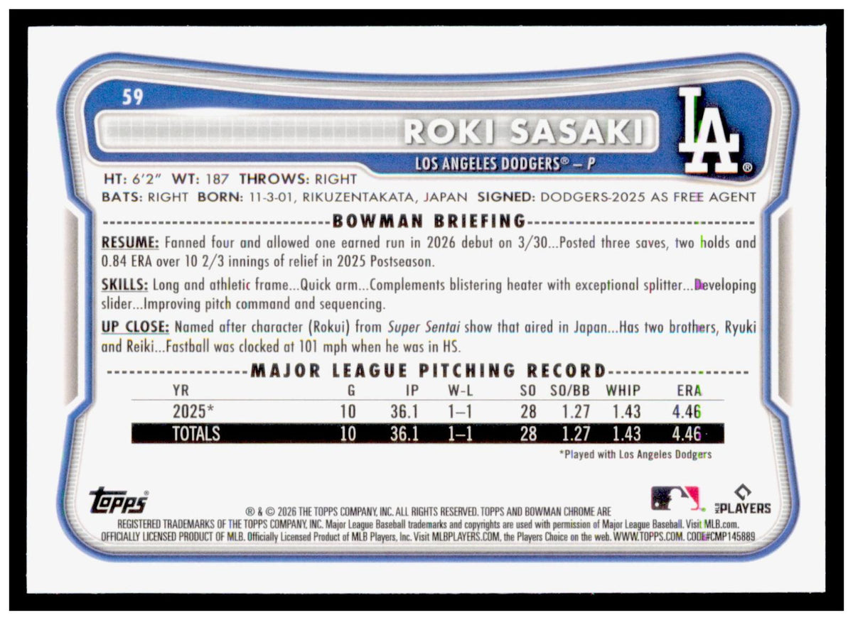 2026 Bowman Chrome Christian Zazueta Card Prospects Los Angeles Dodgers