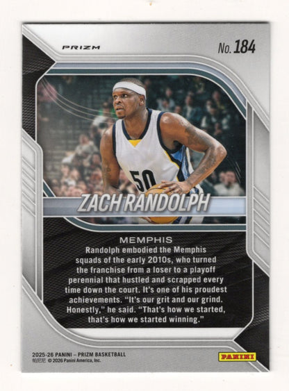 2025-26 Panini Prizm Zach Randolph Card Purple Wave Prizm Memphis Grizzlies