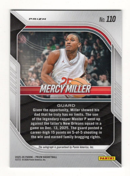 2025-26 Panini Prizm Mercy Miller Card Autographs Base Prizm Green AU Cougars