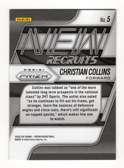 2025-26 Panini Prizm Christian Collins Card New Recruits NIL