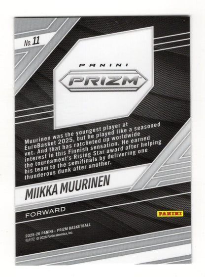 2025-26 Panini Prizm Miikka Muurinen Card Fearless NIL