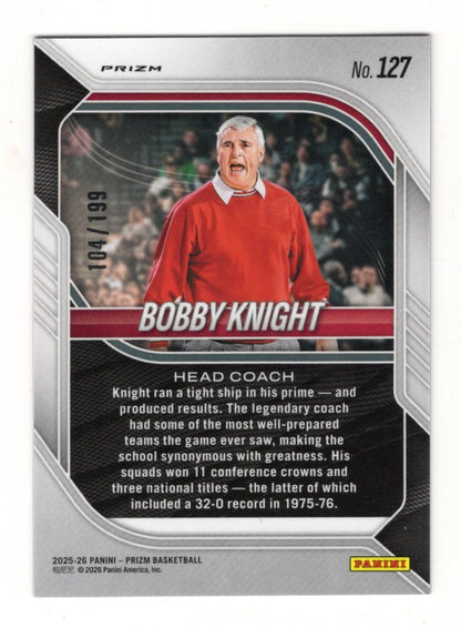 2025-26 Panini Prizm Bobby Knight Card Pink Pulsar Prizm SN Indiana Hoosiers