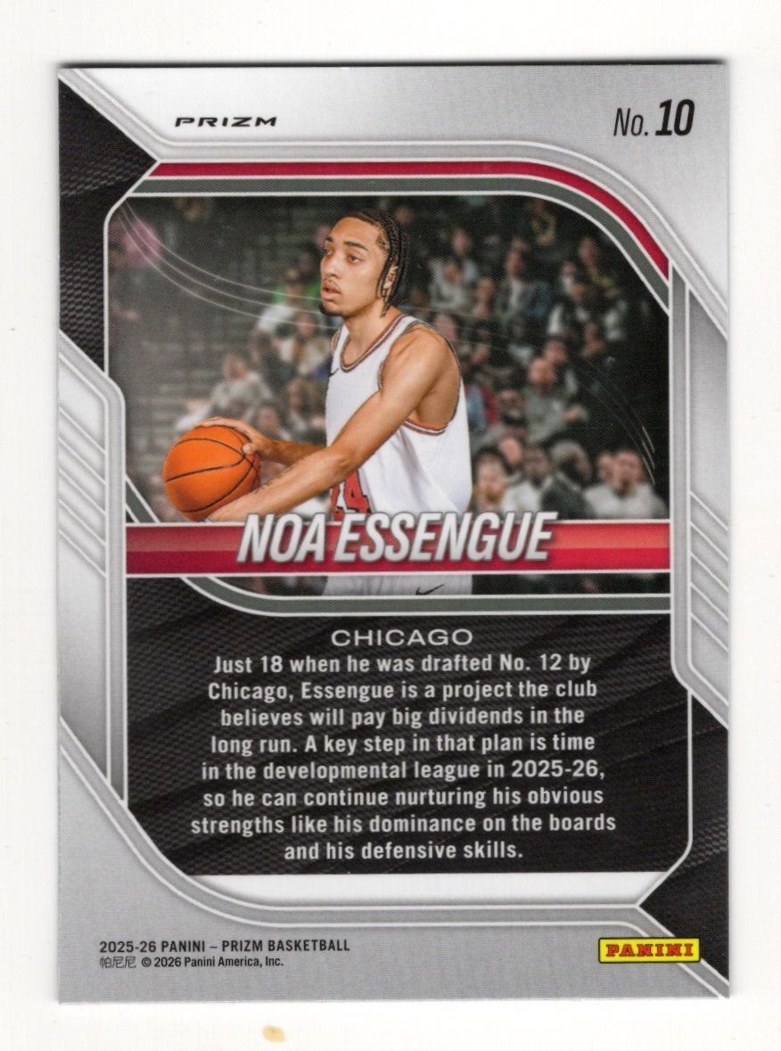 2025-26 Panini Prizm Noa Essengue Card Purple Wave Prizm RC Chicago Bulls