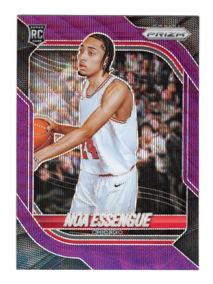 2025-26 Panini Prizm Noa Essengue Card Purple Wave Prizm RC Chicago Bulls