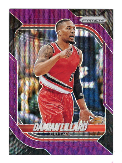 2025-26 Panini Prizm Damian Lillard Card Purple Wave Prizm Portland