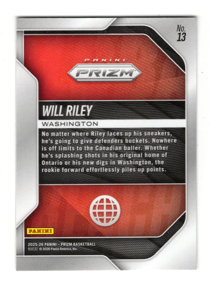 2025-26 Panini Prizm Will Riley Card Global Reach Washington Wizards