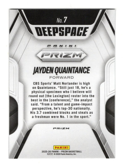 2025-26 Panini Prizm Jayden Quaintance Card Deep Space Kentucky Wildcats