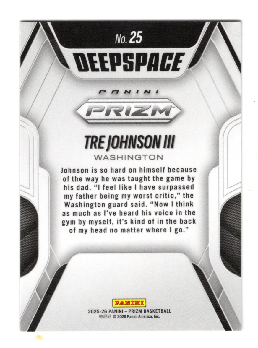 2025-26 Panini Prizm Tre Johnson III Card Deep Space Washington Wizards