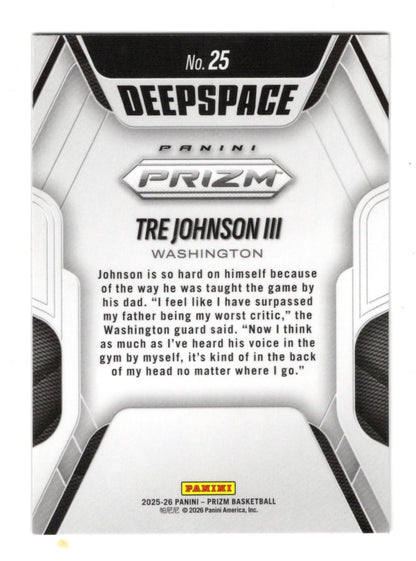 2025-26 Panini Prizm Tre Johnson III Card Deep Space Washington Wizards