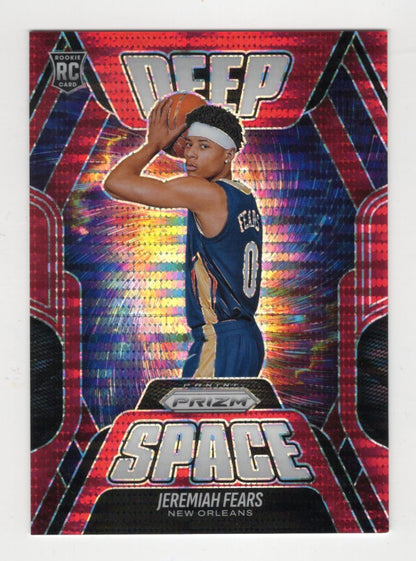 2025-26 Panini Prizm Jeremiah Fears Card Deep Space Prizm Red Pulsar /299