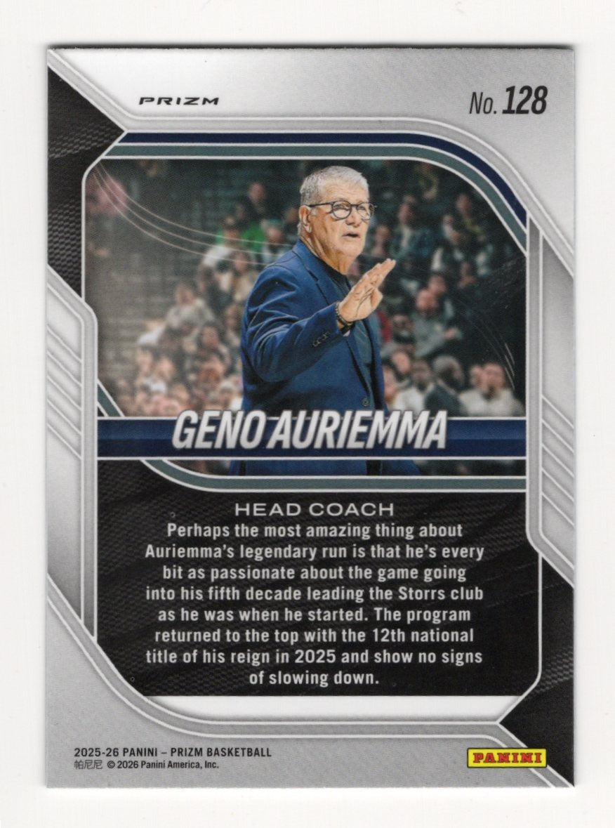 2025-26 Panini Prizm Geno Auriemma Card Green Prizm Connecticut Huskies