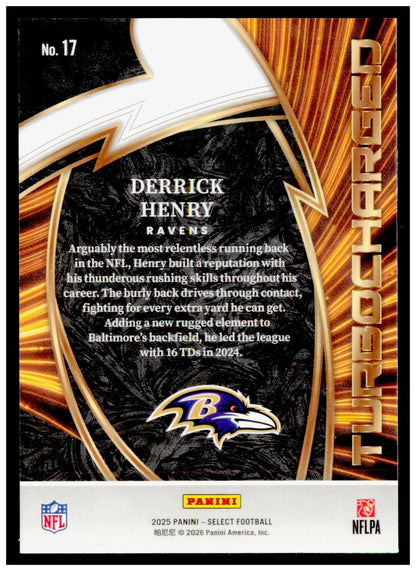 2025 Panini Select Derrick Henry Card Turbocharged Baltimore Ravens