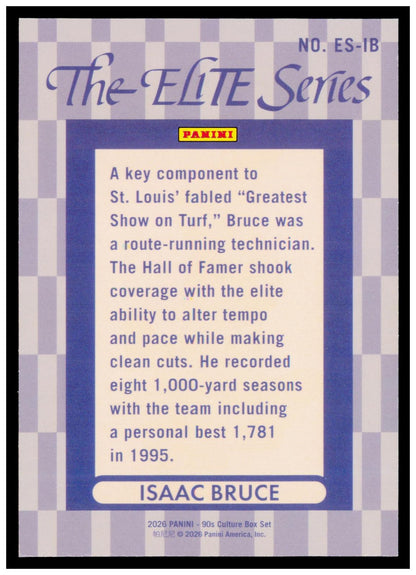 2026 Panini Decades 90s Pop Culture Isaac Bruce Card The Elite Series HOF Rams
