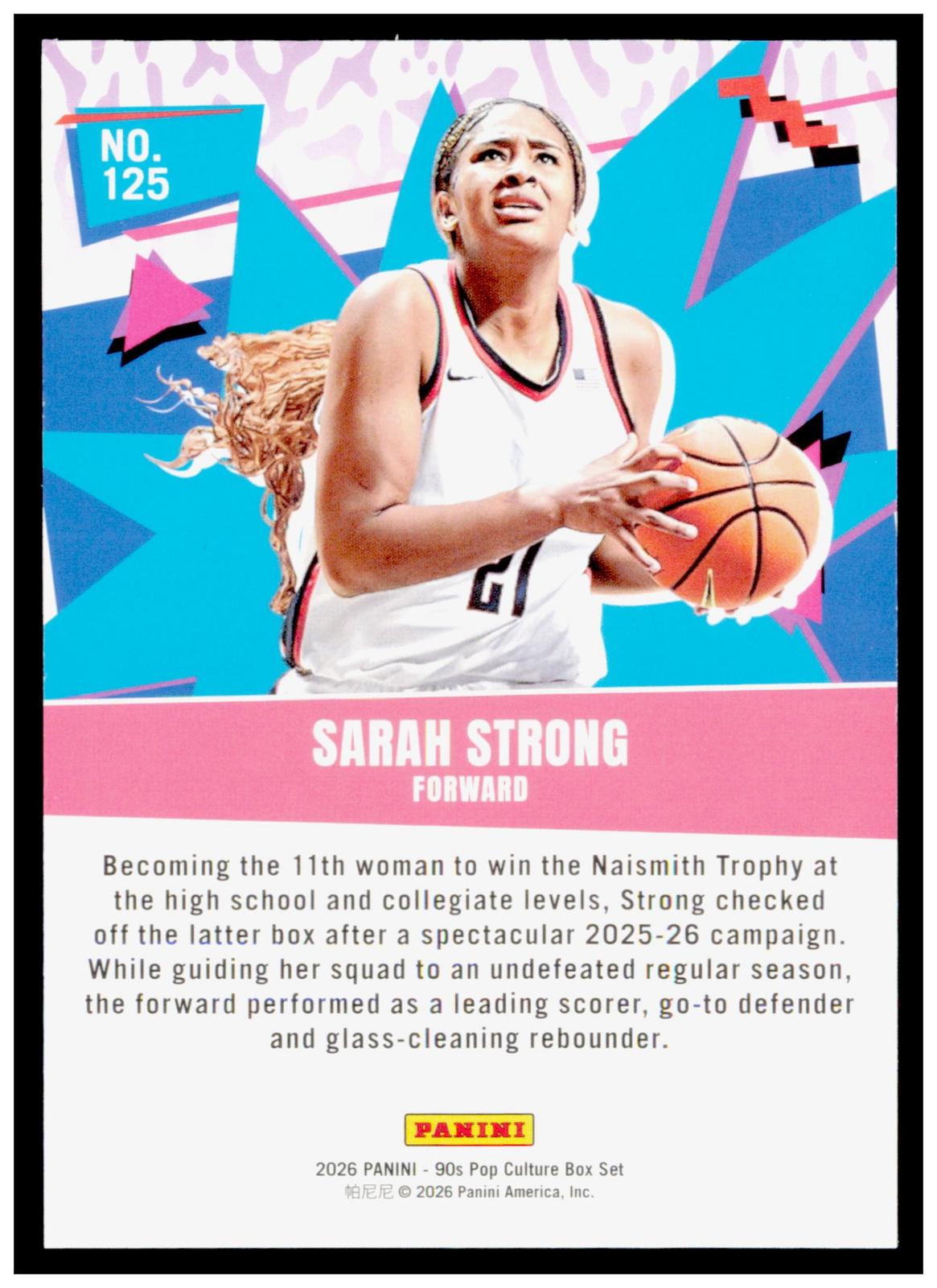 2026 Panini Decades 90s Pop Culture Sarah Strong Card Connecticut Huskies