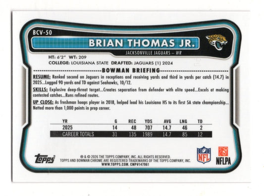 2026 Topps Bowman Chrome Football Brian Thomas Jr. Card Pink Refractor  Jaguars