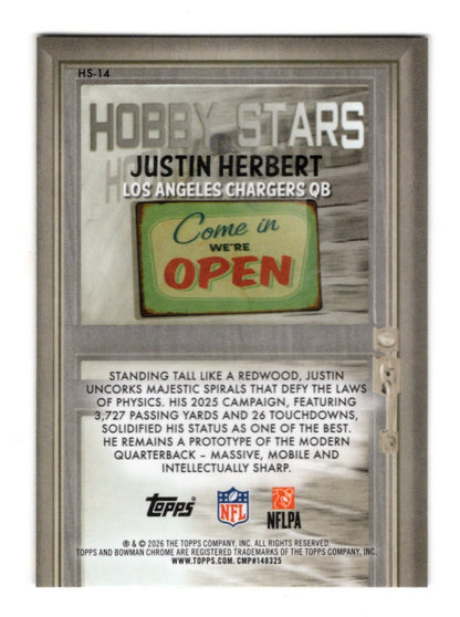 2026 Bowman Justin Herbert Card Hobby Stars Los Angeles Chargers