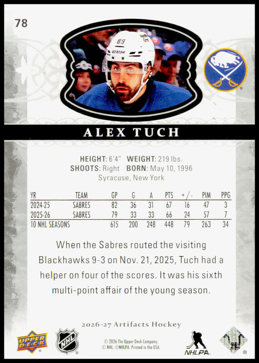 2026-27 Upper Deck Artifacts Alex Tuch Card Buffalo Sabres