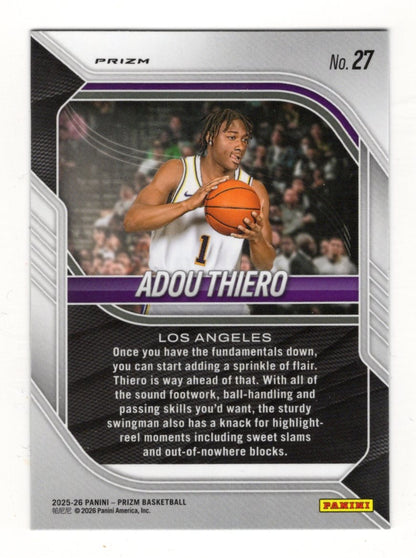 2025-26 Panini Prizm Adou Thiero Card Green Prizm RC Los Angeles Lakers