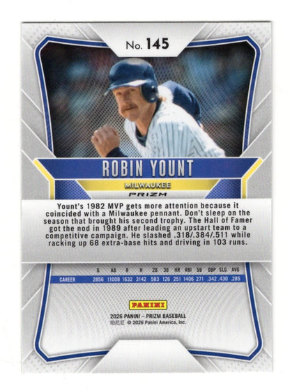 2026 Panini Prizm Robin Yount Card Ice Prizm HOF Milwaukee Brewers