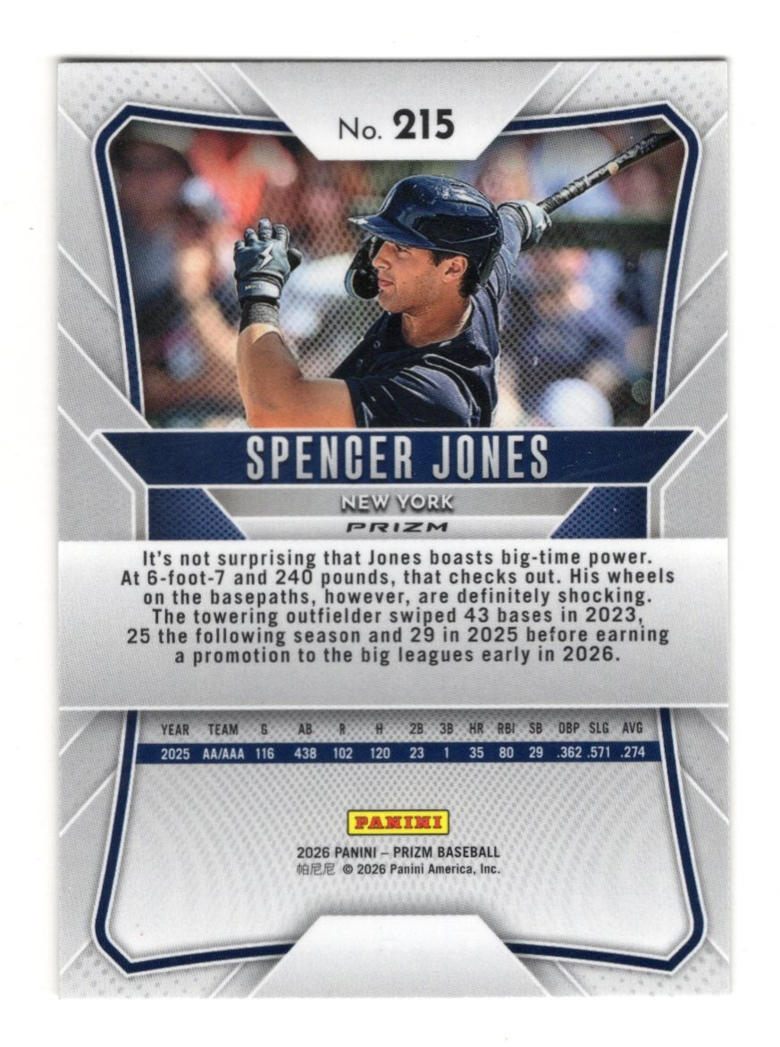 2026 Panini Prizm Spencer Jones Card Circles Silver Prizm New York Yankees