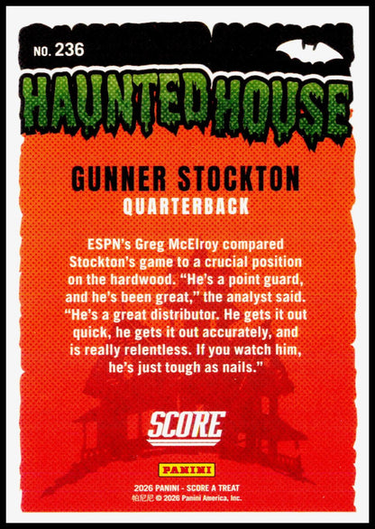 2026 Panini Score A Treat Gunner Stockton #236 Haunted House Georgia Pumpkins