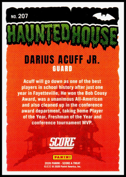 2026 Panini Score A Treat Darius Acuff Jr #207 Haunted House NIL Arkansas SP