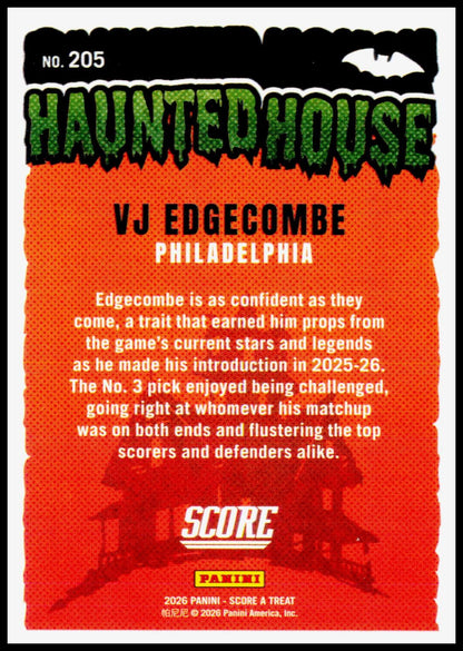 2026 Panini Score A Treat VJ Edgecombe #205 Haunted House RC 76ers Draft SP