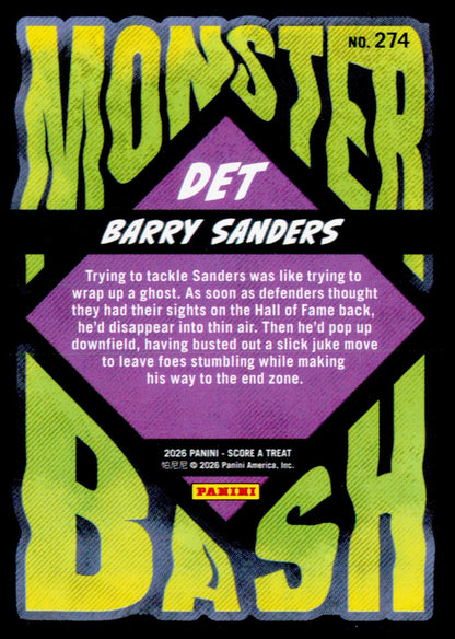 2026 Panini Score A Treat Barry Sanders #274 Monster Bash Detroit Lions HOF