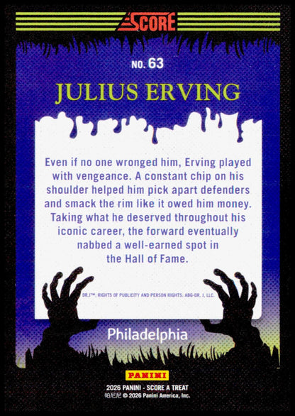 2026 Score-A-Treat Multi-Sport Julius Erving Card Slime HOF Philadelphia 76ers