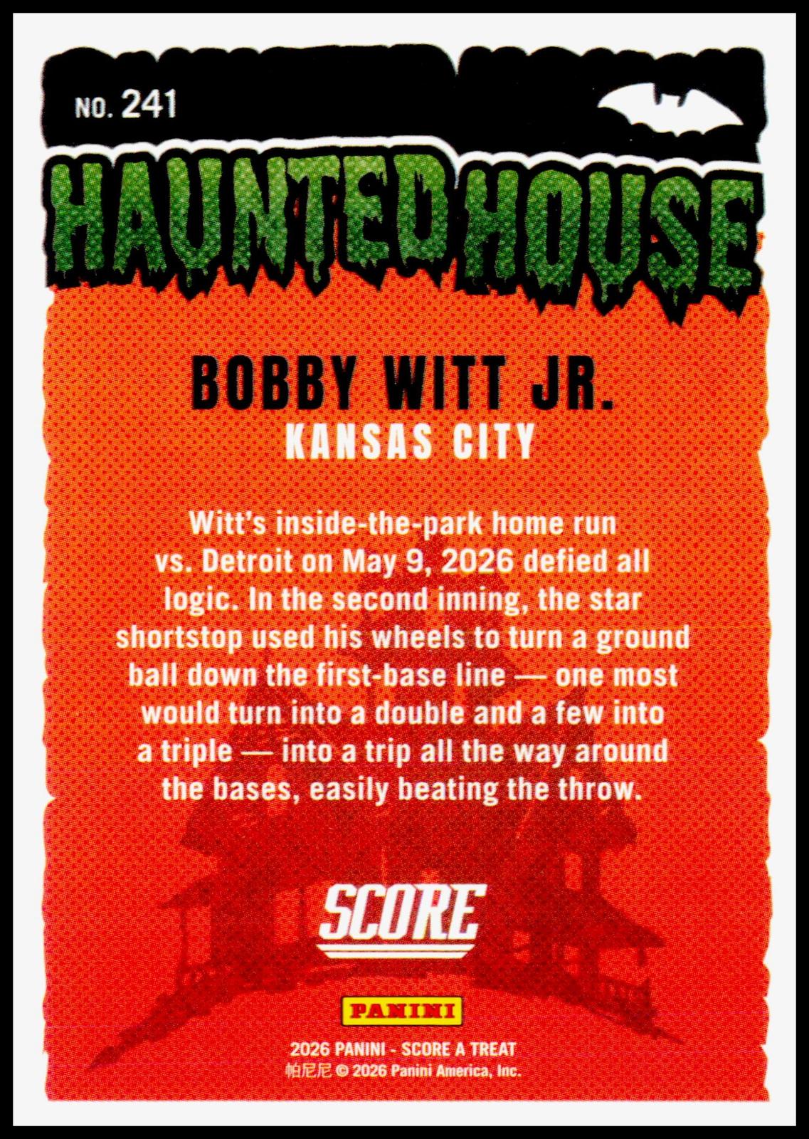 2026 Panini Score A Treat Bobby Witt Jr. #241 Haunted House Kansas City Royals