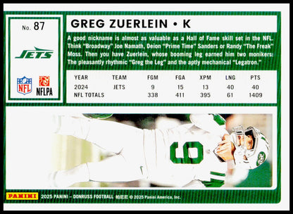 2025 Donruss Optic Greg Zuerlein Card Holo New York Jets