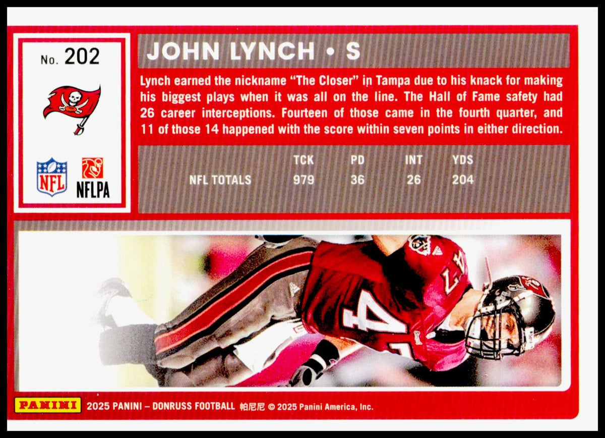 2025 Donruss John Lynch Card HOF Tampa Bay Buccaneers