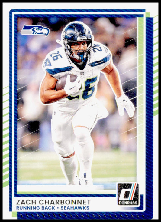 2025 Donruss Zach Charbonnet Card Seattle Seahawks
