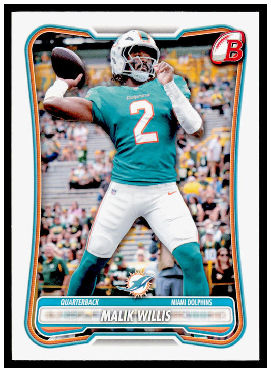 2026 Bowman Malik Willis Card Miami Dolphins