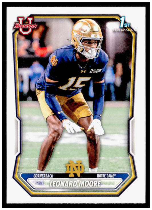 2026 Bowman Leonard Moore Card Prospects Notre Dame Fighting Irish