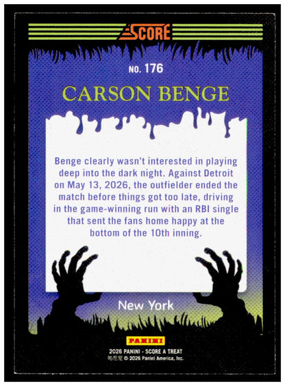 2026 Score-A-Treat Carson Benge Card New York Mets