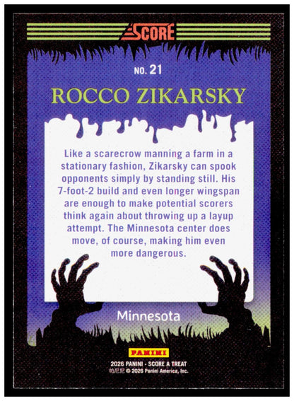 2026 Score-A-Treat Rocco Zikarsky Card Minnesota Timberwolves