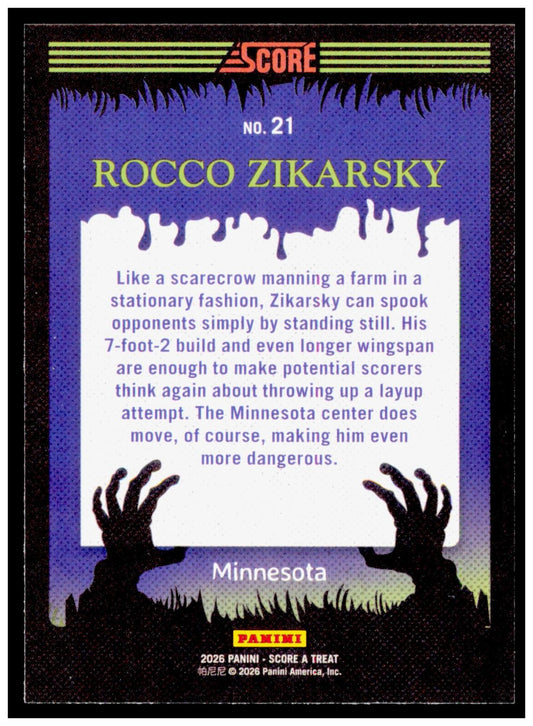 2026 Score-A-Treat Rocco Zikarsky Card Minnesota Timberwolves