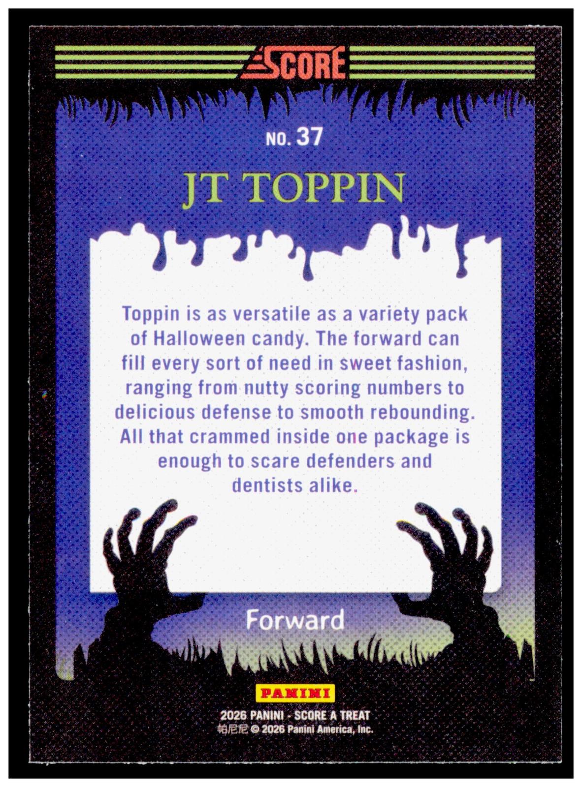 2026 Score-A-Treat JT Toppin Card NIL