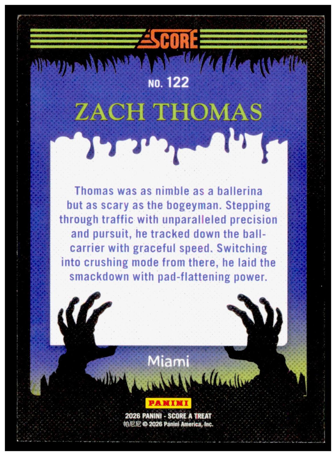 2026 Score-A-Treat Zach Thomas Card Pumpkins HOF Miami Dolphins