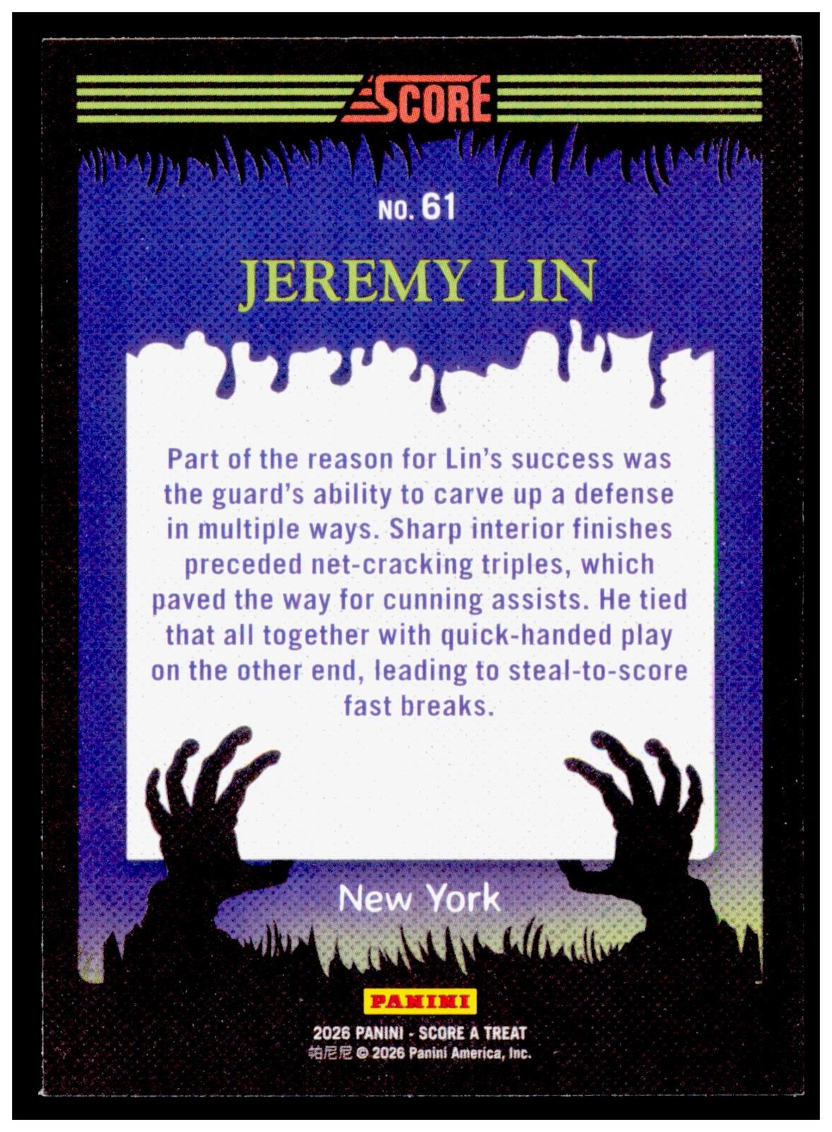 2026 Score-A-Treat Jeremy Lin Card Pumpkins New York Knicks