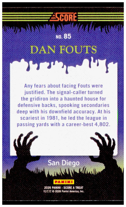 2026 Score-A-Treat Dan Fouts Card HOF San Diego Chargers