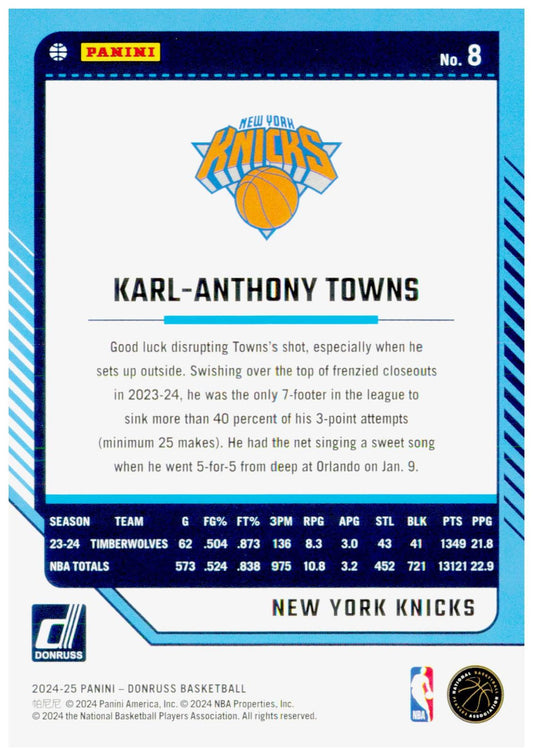 2024-25 Donruss Karl-Anthony Towns Card New York Knicks