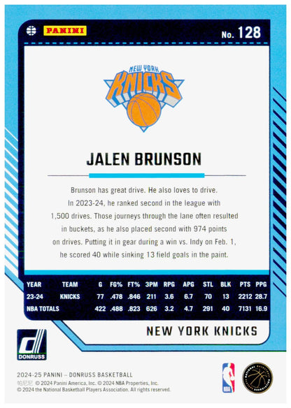 2024-25 Donruss Jalen Brunson Card Winter New York Knicks