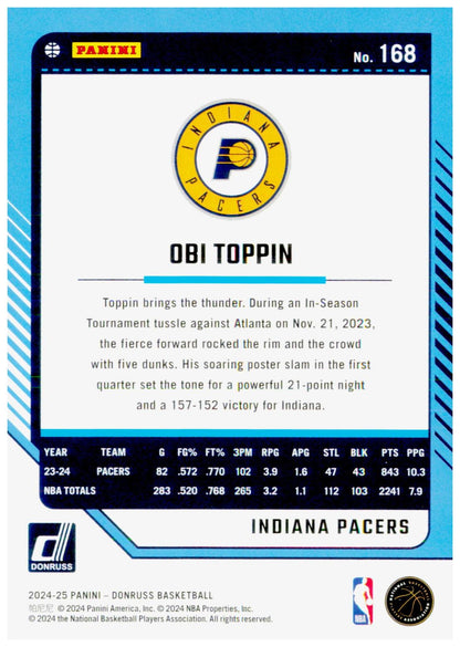 2024-25 Donruss Obi Toppin Card Indiana Pacers