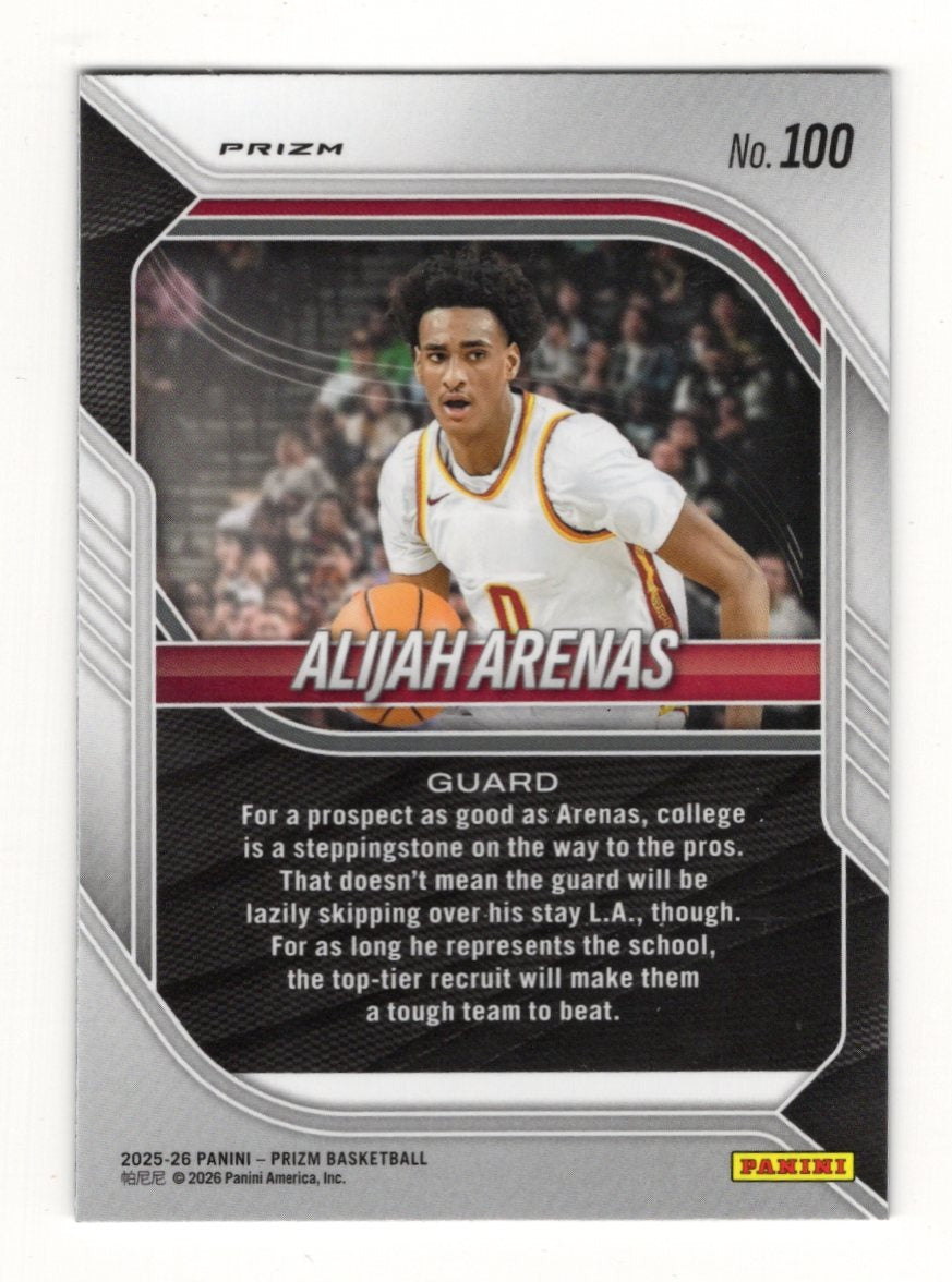 2025-26 Panini Prizm Alijah Arenas Card Silver Prizm USC Trojans