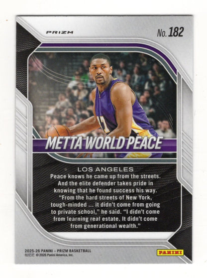2025-26 Panini Prizm Metta World Peace Card Red Ice Prizm Los Angeles Lakers