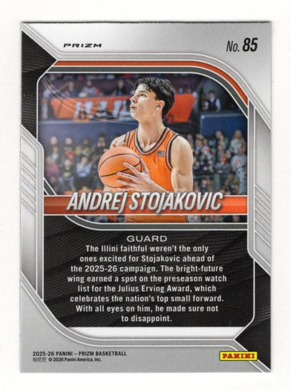 2025-26 Panini Prizm Andrej Stojakovic Card Red Ice Prizm Illinois